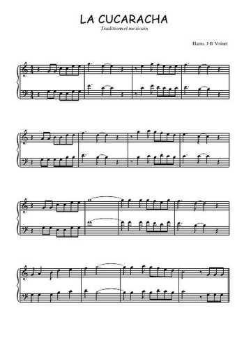 Téléchargez l'arrangement pour piano de la partition de La Cucaracha en PDF
